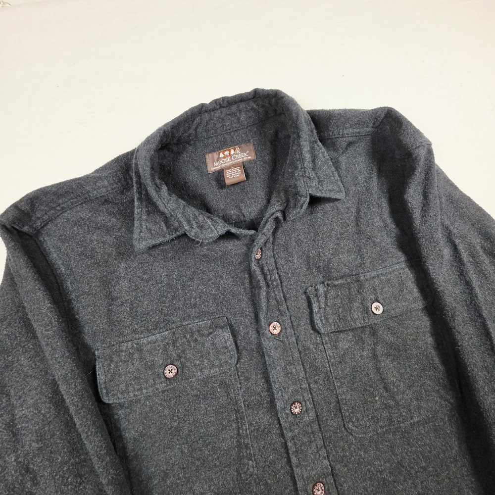 Moose Creek Mens Large‎ Charcoal Gray Heavyweight Cotton Chamois Flannel Shirt L